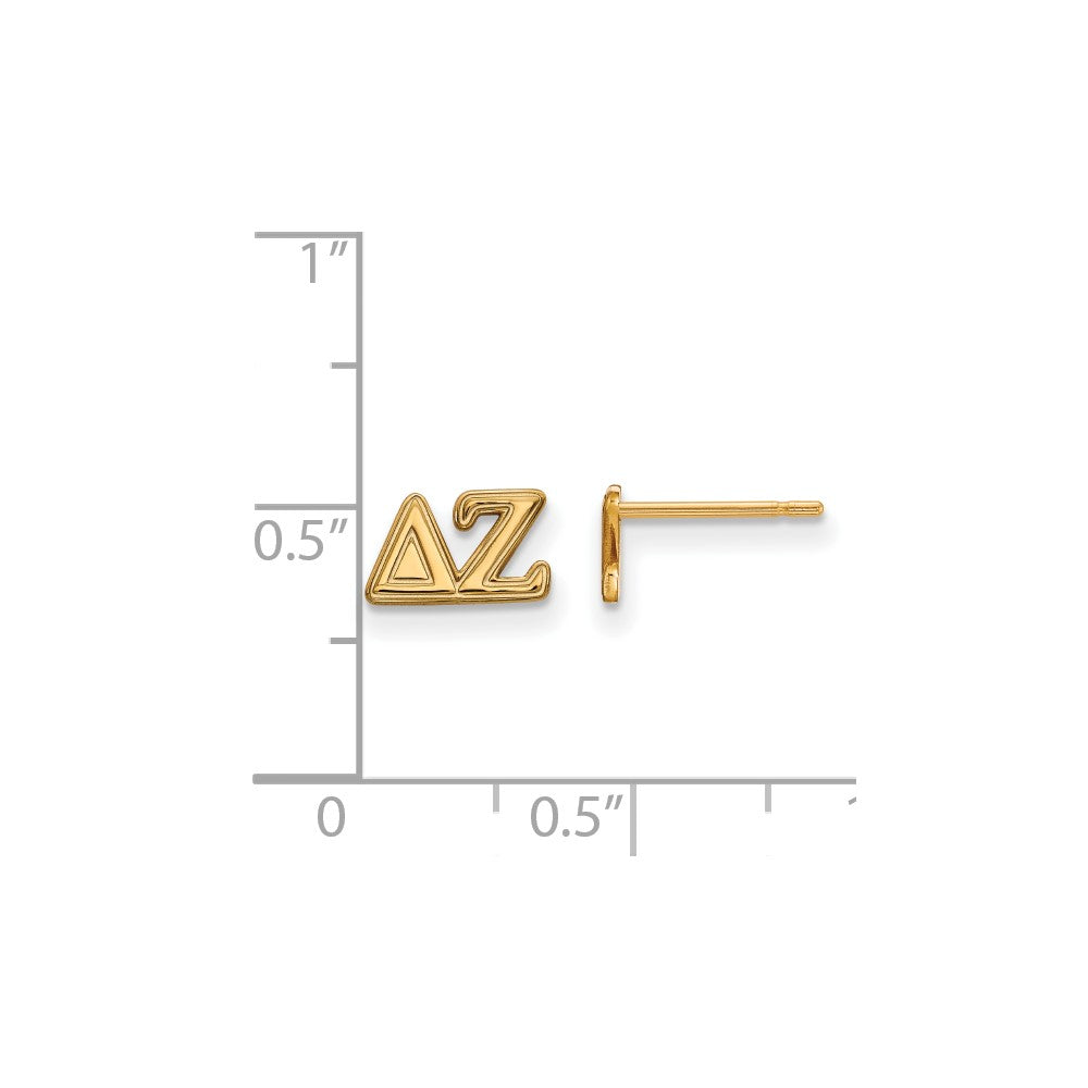 Gold Plated Sterling Silver Logoart Delta Zeta Sorority Greek Letters Extra Small Post Earrings