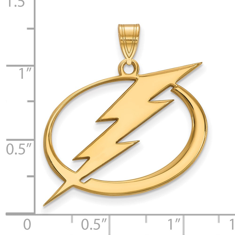 Gold Plated Sterling Silver Nhl Logoart Tampa Bay Lightning Extra Large Pendant
