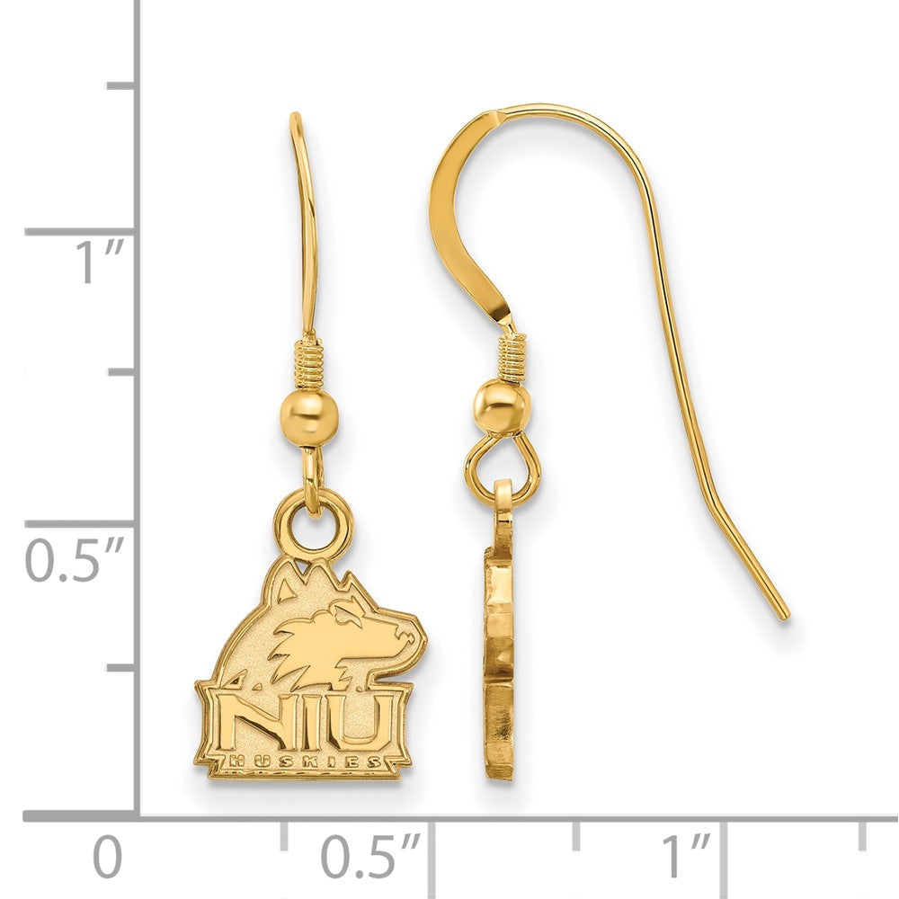 Gold Plated Sterling Silver Logoart Northern Illinois University N I U Huskies Extra Small Dangle Wire Earrings