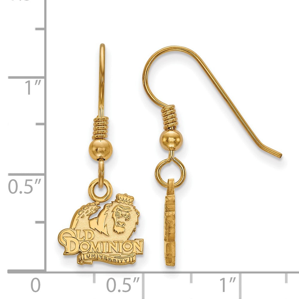 Gold Plated Sterling Silver Logoart Old Dominion University Extra Small Dangle Wire Earrings
