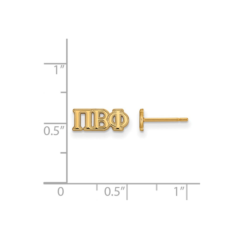 Gold Plated Sterling Silver Logoart Pi Beta Phi Sorority Greek Letters Extra Small Post Earrings