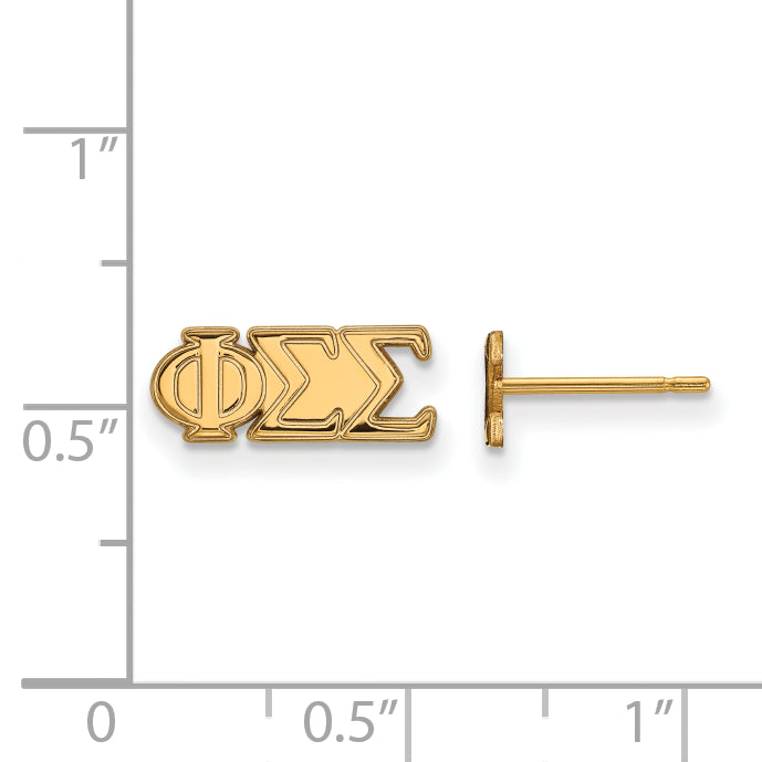 Gold Plated Sterling Silver Logoart Phi Sigma Sorority Greek Letters Extra Small Post Earrings
