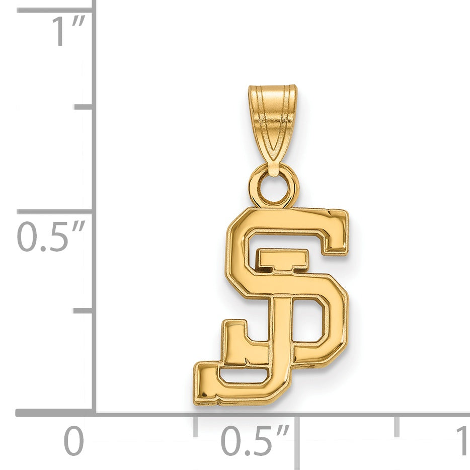14K Yellow Gold Logoart San Jose State University S J Small Pendant