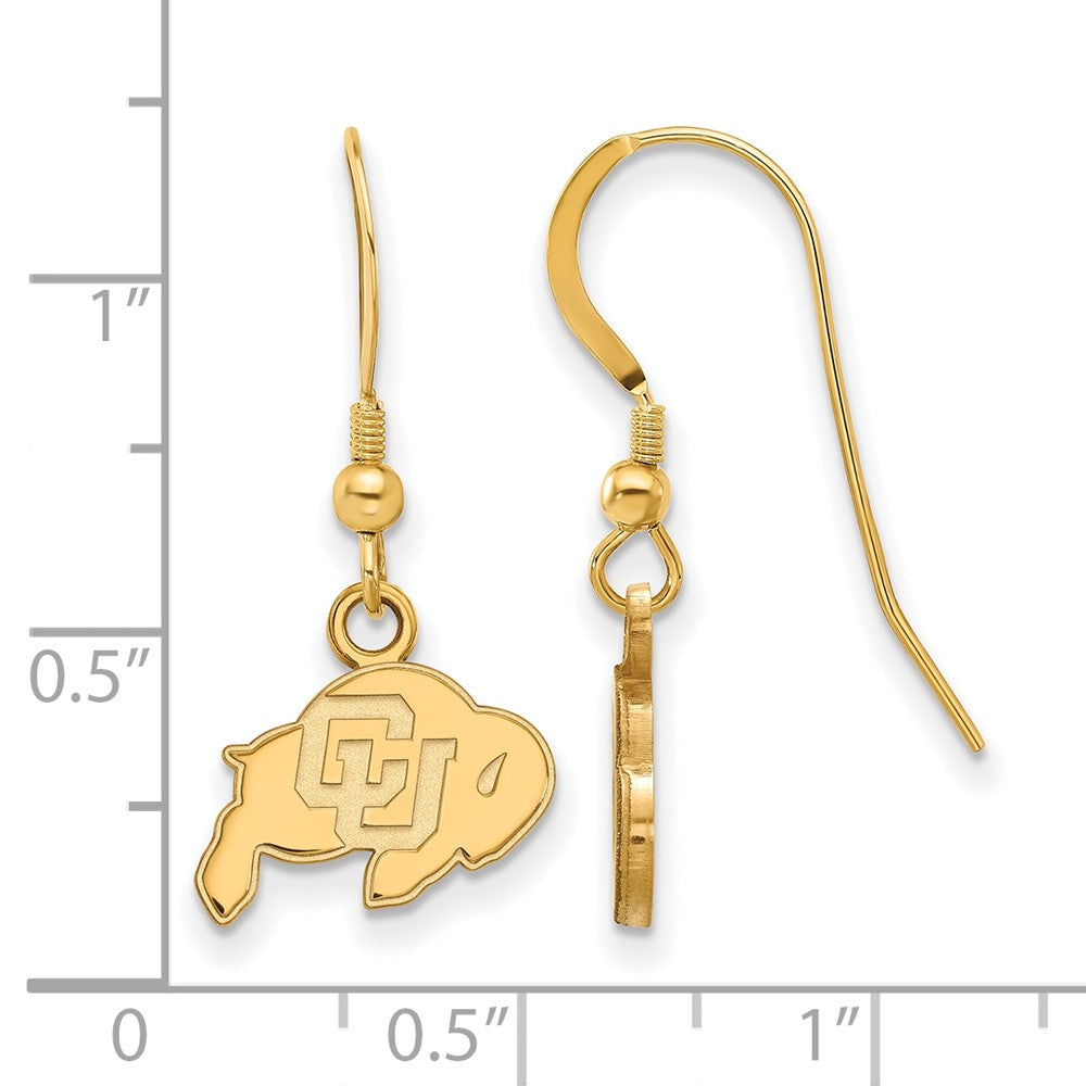 Gold Plated Sterling Silver Logoart University Of Colorado Buffalo Extra Small Dangle Wire Earrings