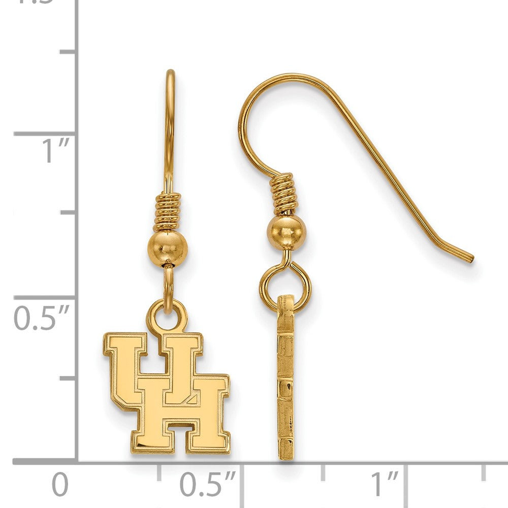 Gold Plated Sterling Silver Logoart University Of Houston U H Extra Small Dangle Wire Earrings