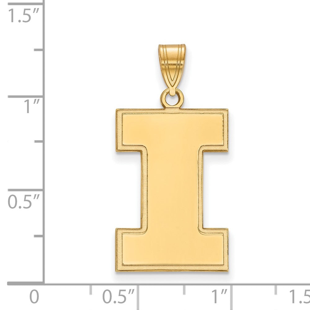 14K Yellow Gold Logoart University Of Illinois Letter I Extra Large Pendant