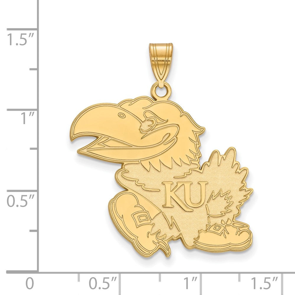 14K Yellow Gold Logoart University Of Kansas Jayhawk Extra Large Pendant