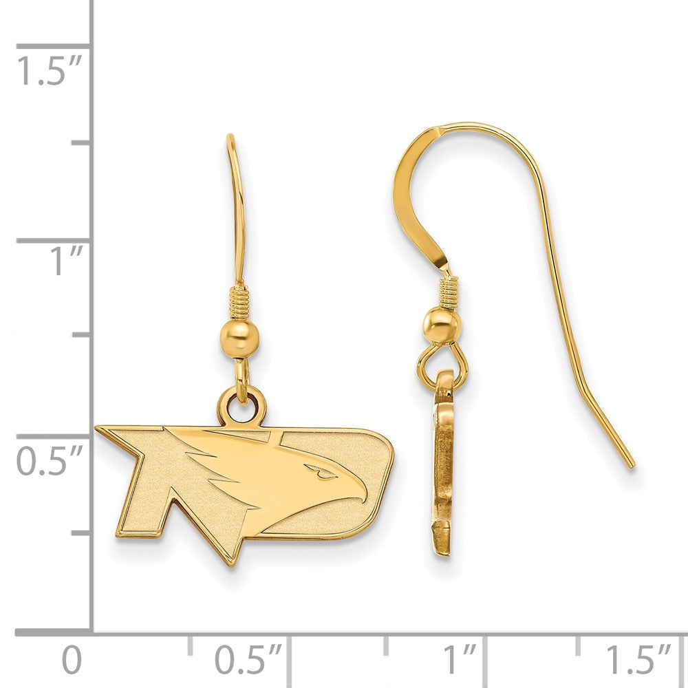 Gold Plated Sterling Silver Logoart University Of North Dakota Extra Small Dangle Wire Earrings