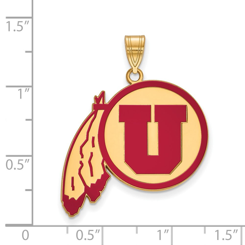 Gold Plated Sterling Silver Logoart University Of Utah Extra Large Enameled Pendant