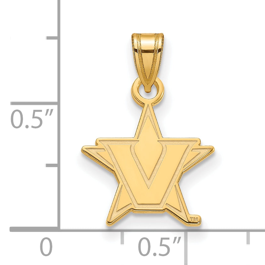Gold Plated Sterling Silver Gp Logoart Vanderbilt University Small Pendant