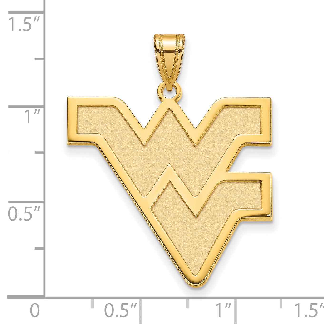 14K Yellow Gold Logoart West Virginia University W V Extra Large Pendant