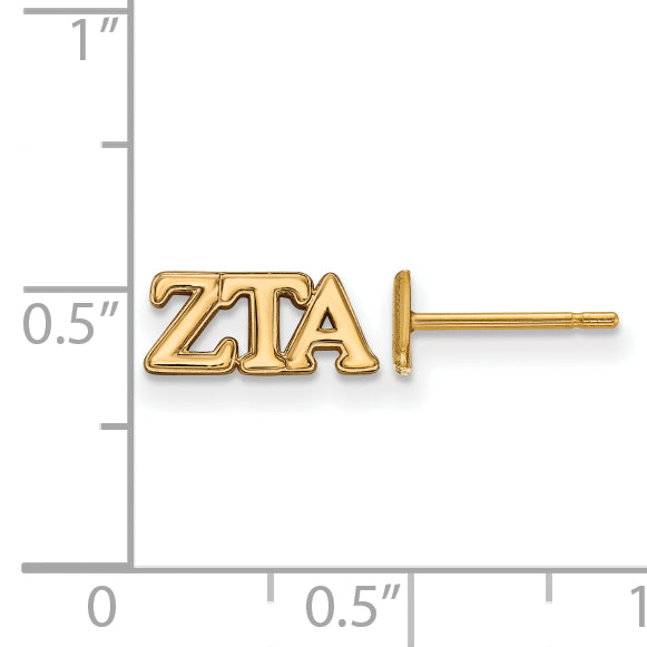 Gold Plated Sterling Silver Logoart Zeta Tau Alpha Sorority Greek Letters Extra Small Post Earrings