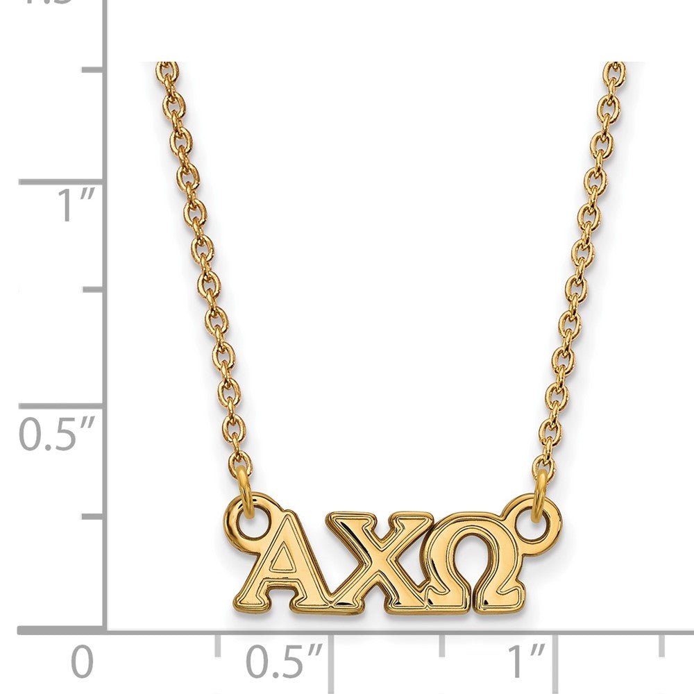 Gold Plated Sterling Silver Logoart Alpha Chi Omega Sorority Greek Letters Extra Small Pendant 18 Inch Necklace