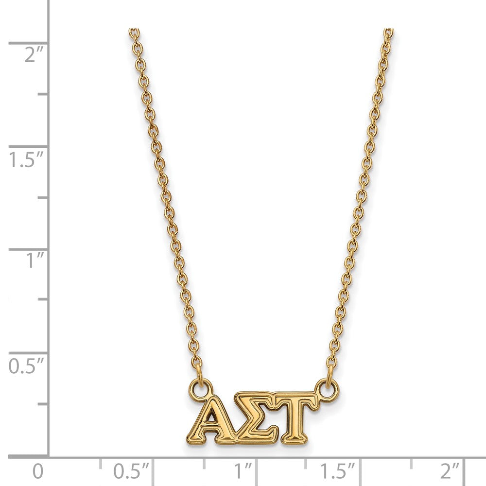 Gold Plated Sterling Silver Logoart Alpha Sigma Tau Sorority Greek Letters Extra Small Pendant 18 Inch Necklace