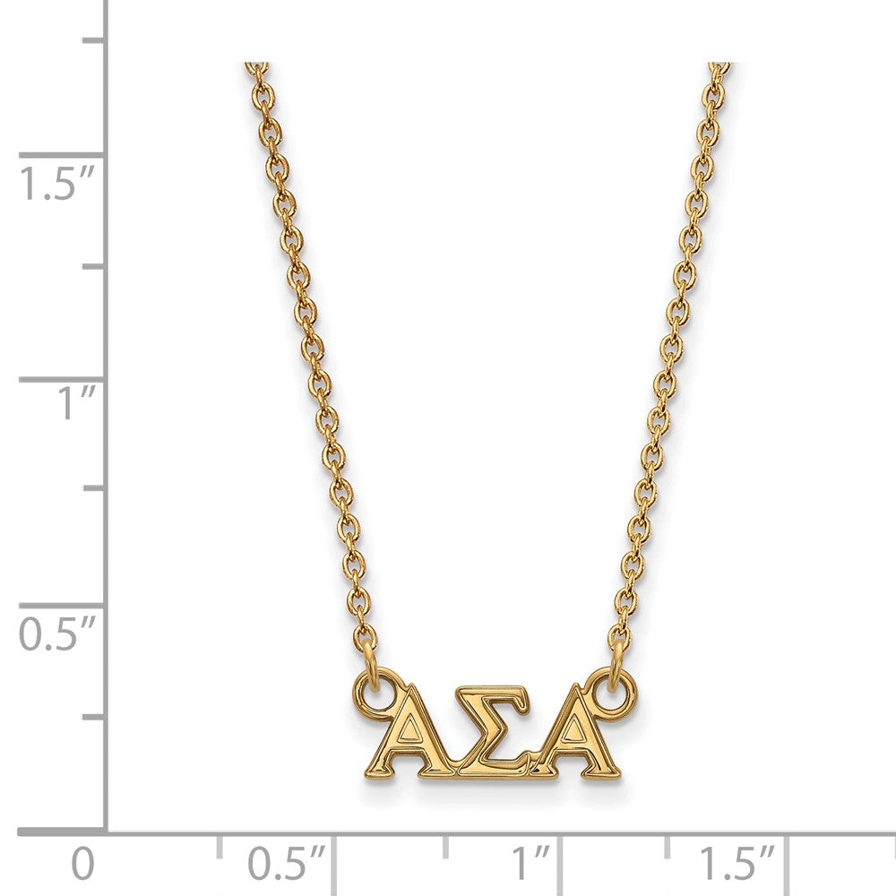 Gold Plated Sterling Silver Logoart Alpha Sigma Sorority Greek Letters Extra Small Pendant 18 Inch Necklace
