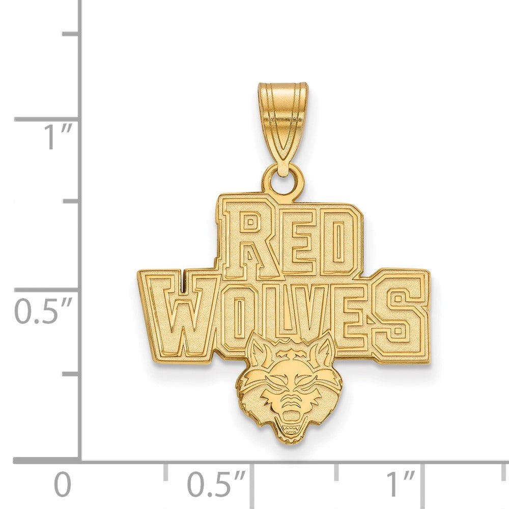10K Yellow Gold Logoart Arkansas State University Red Wolves Large Pendant