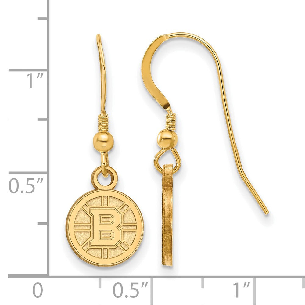 Gold Plated Sterling Silver Nhl Logoart Boston Bruins Extra Small Dangle Earrings