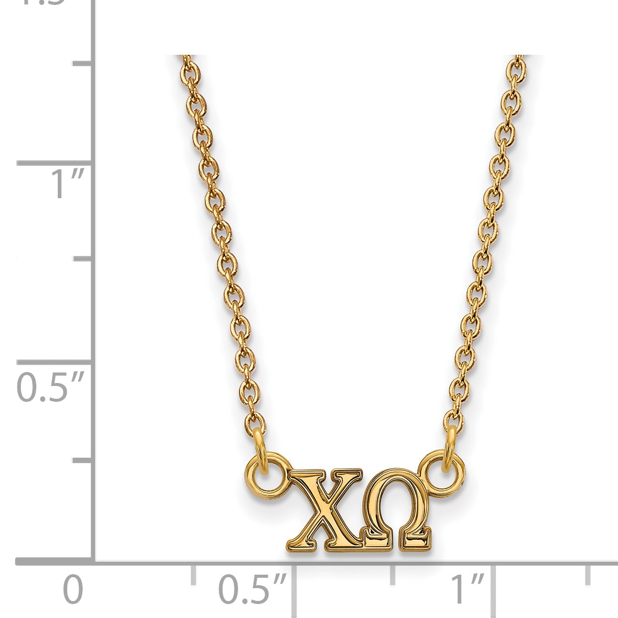 Gold Plated Sterling Silver Logoart Chi Omega Sorority Greek Letters Extra Small Pendant 18 Inch Necklace