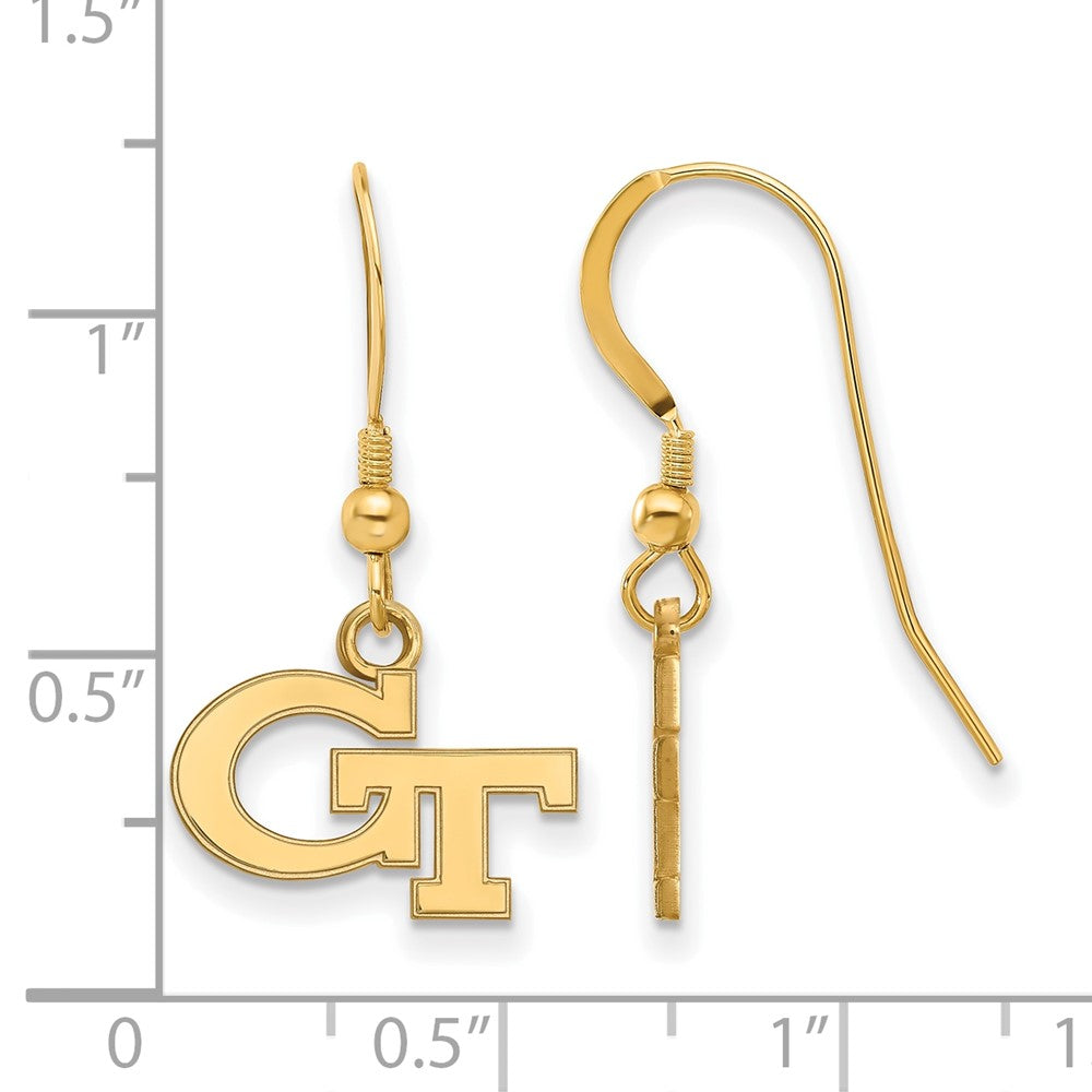 Gold Plated Sterling Silver Logoart Georgia Institute Of Technology G T Extra Small Dangle Wire Earrings