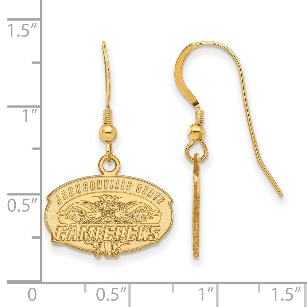 Gold Plated Sterling Silver Logoart Jacksonville State University Small Dangle Wire Earrings