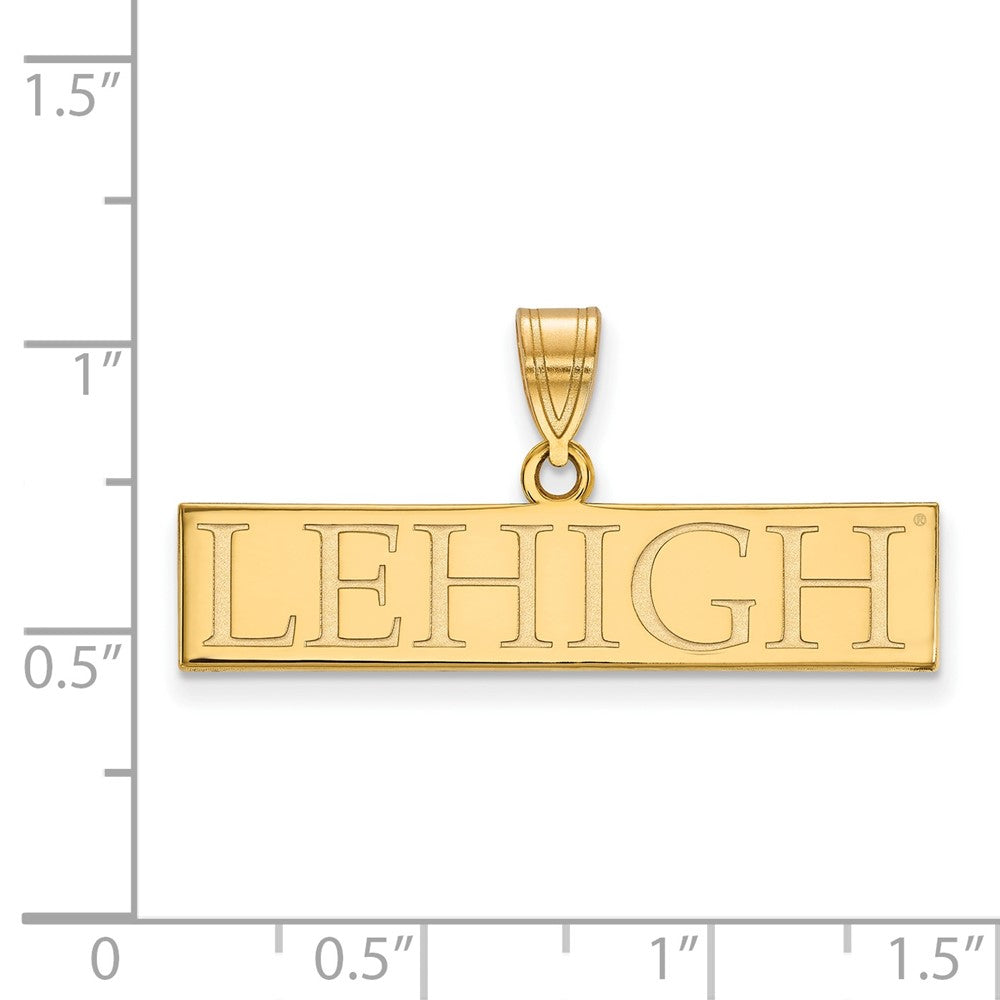 Gold Plated Sterling Silver Logoart Lehigh University Large Bar Pendant