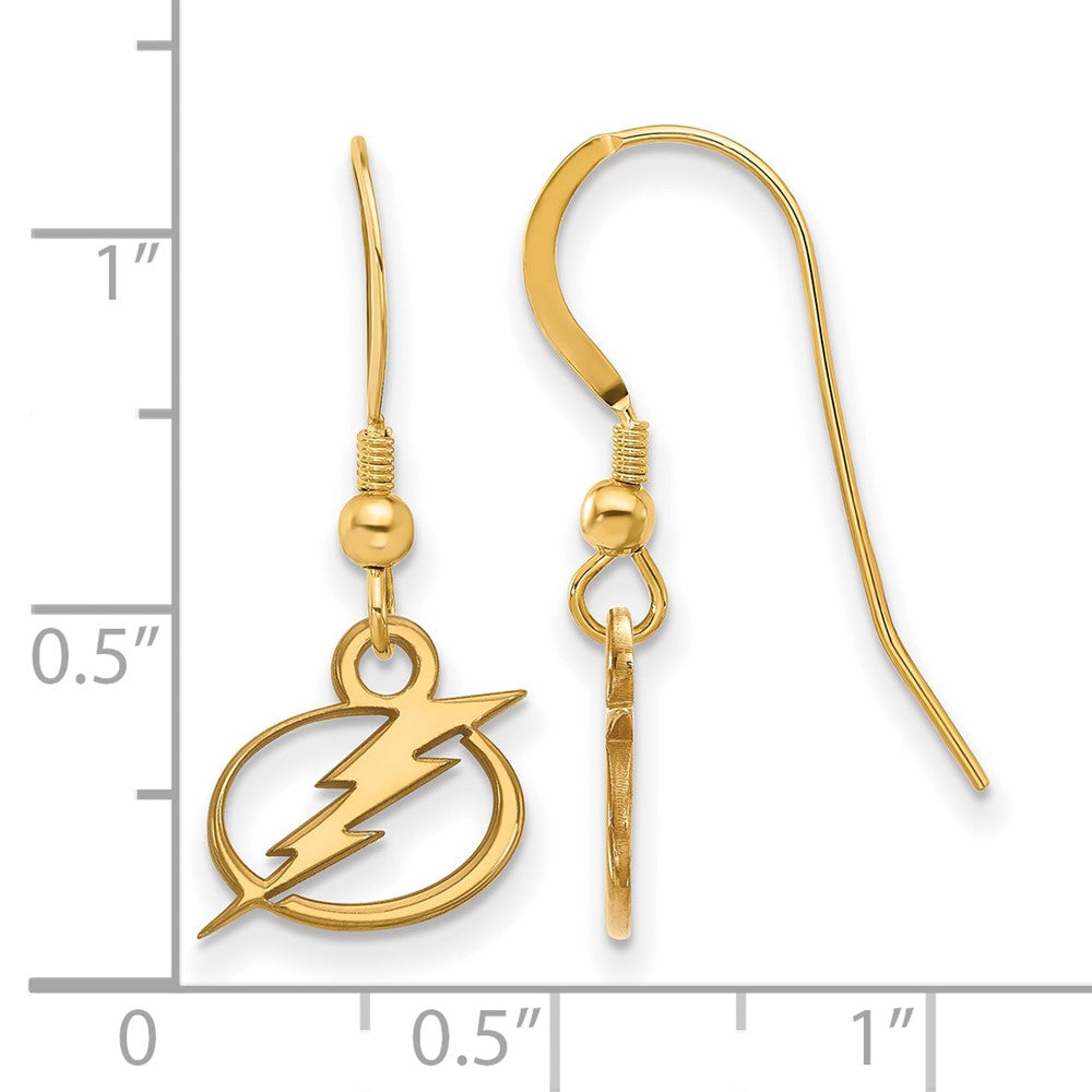 Gold Plated Sterling Silver Nhl Logoart Tampa Bay Lightning Extra Small Dangle Wire Earrings