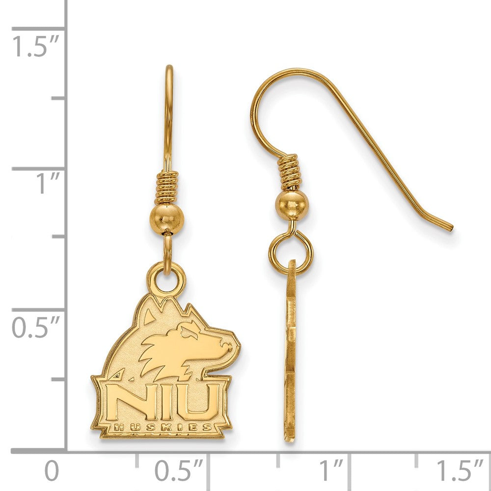 Gold Plated Sterling Silver Logoart Northern Illinois University N I U Huskies Small Dangle Wire Earrings