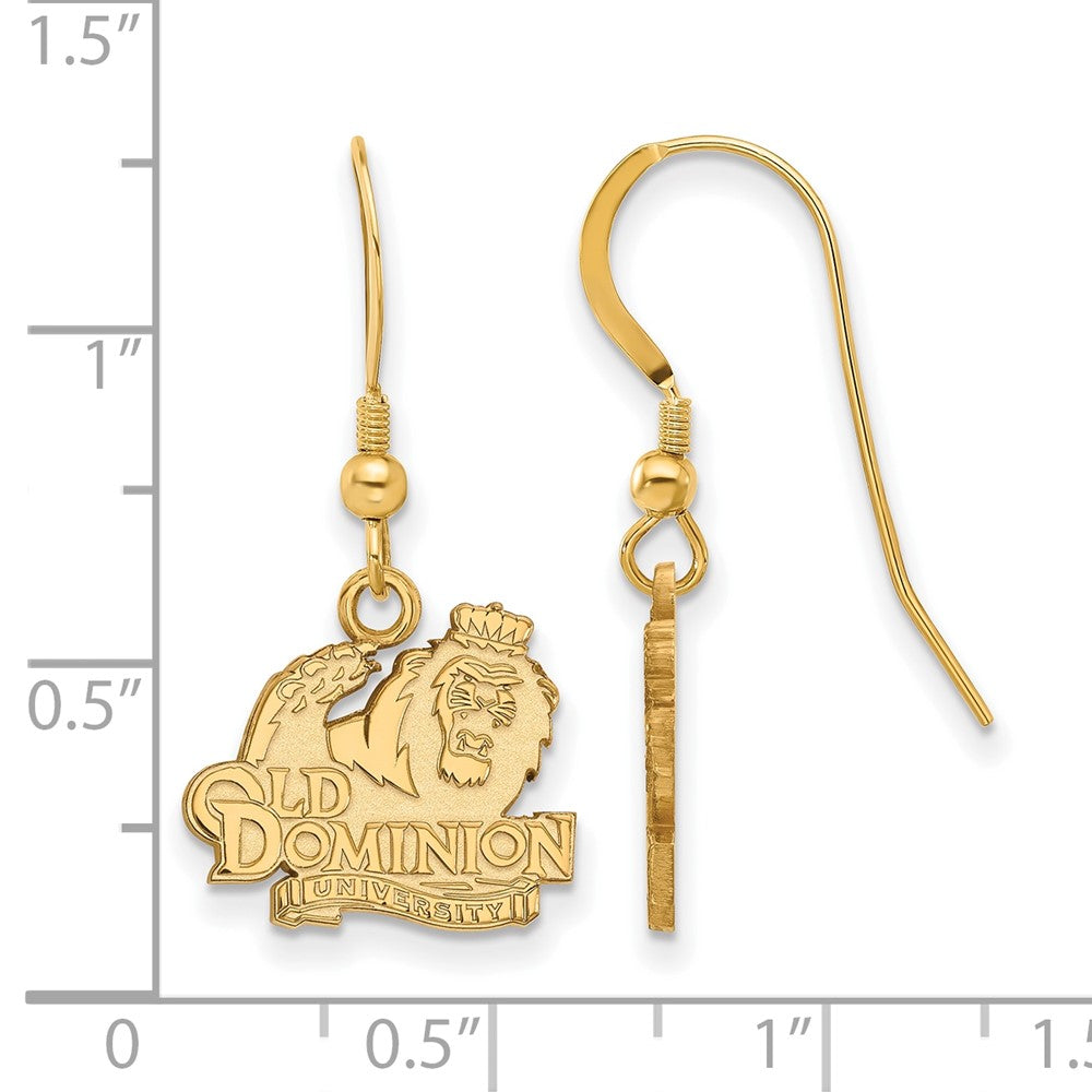 Gold Plated Sterling Silver Logoart Old Dominion University Small Dangle Wire Earrings
