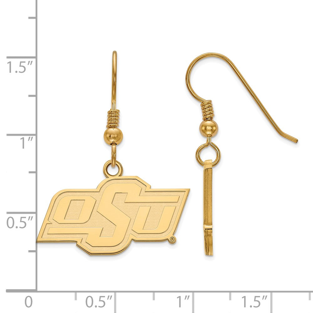 Gold Plated Sterling Silver Logoart Oklahoma State University O S U Small Dangle Earrings