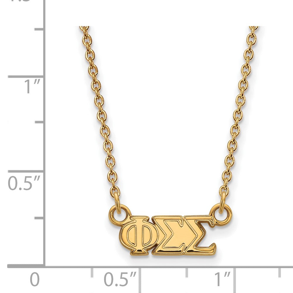 Gold Plated Sterling Silver Logoart Phi Sigma Sorority Greek Letters Extra Small Pendant 18 Inch Necklace