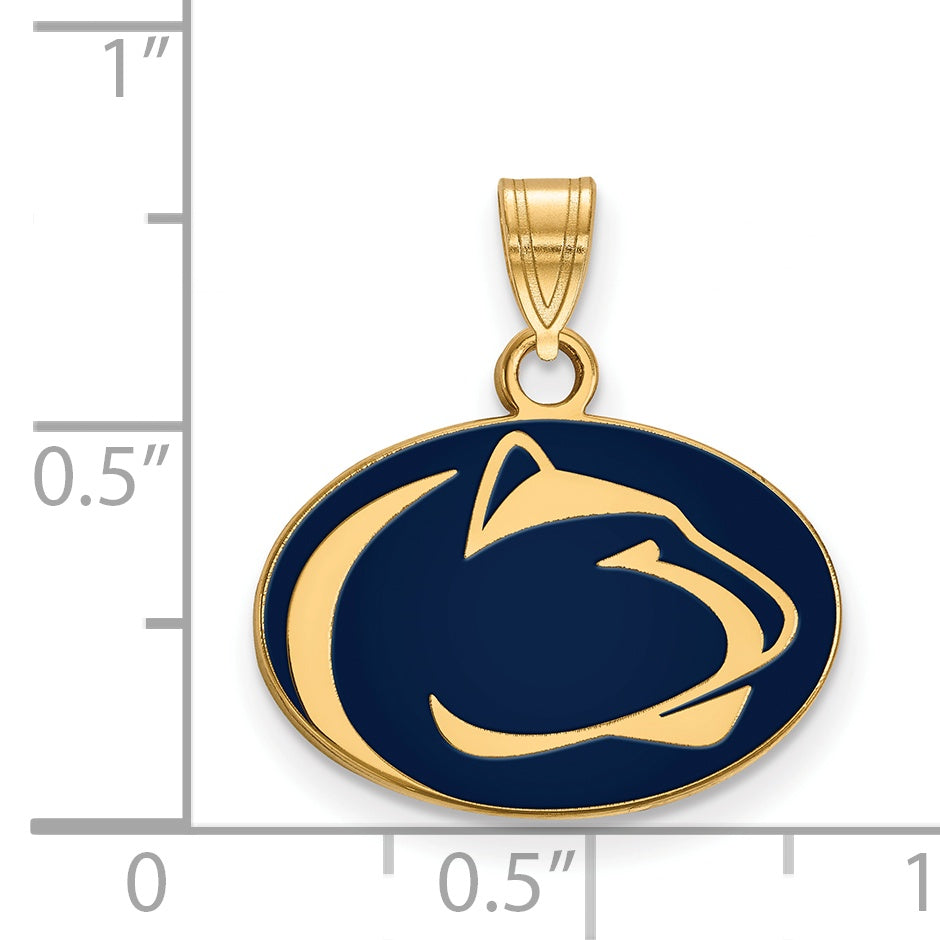 Gold Plated Sterling Silver Logoart Penn State University Lion Small Enameled Pendant