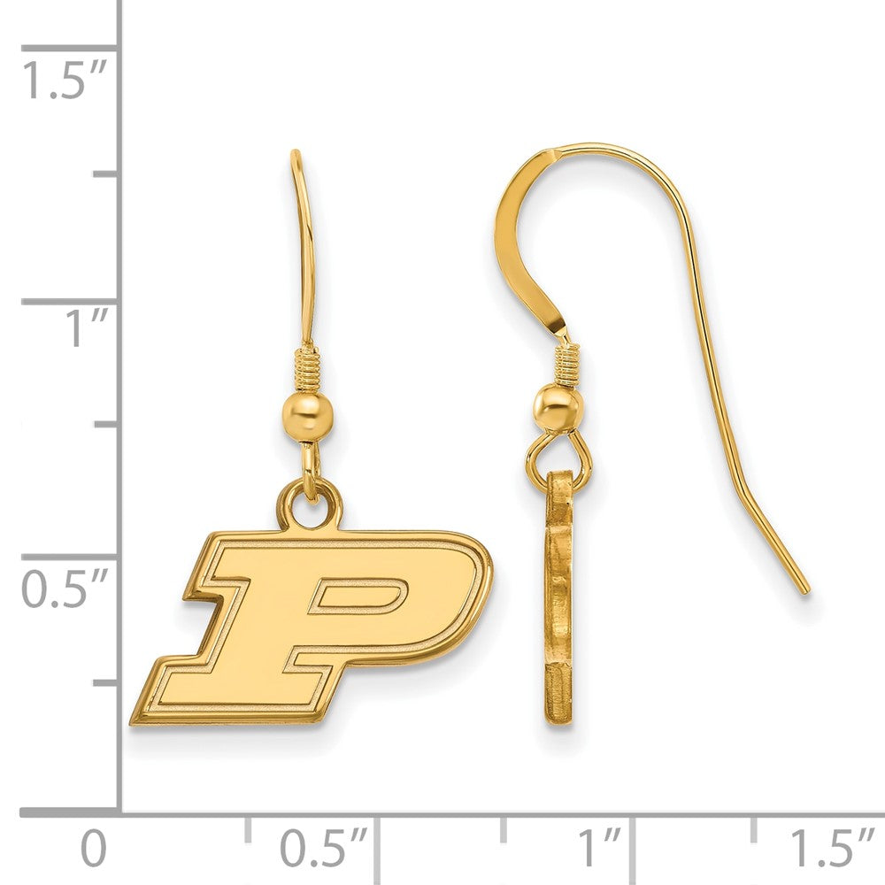 Gold Plated Sterling Silver Logoart Purdue University Letter P Extra Small Dangle Wire Earrings