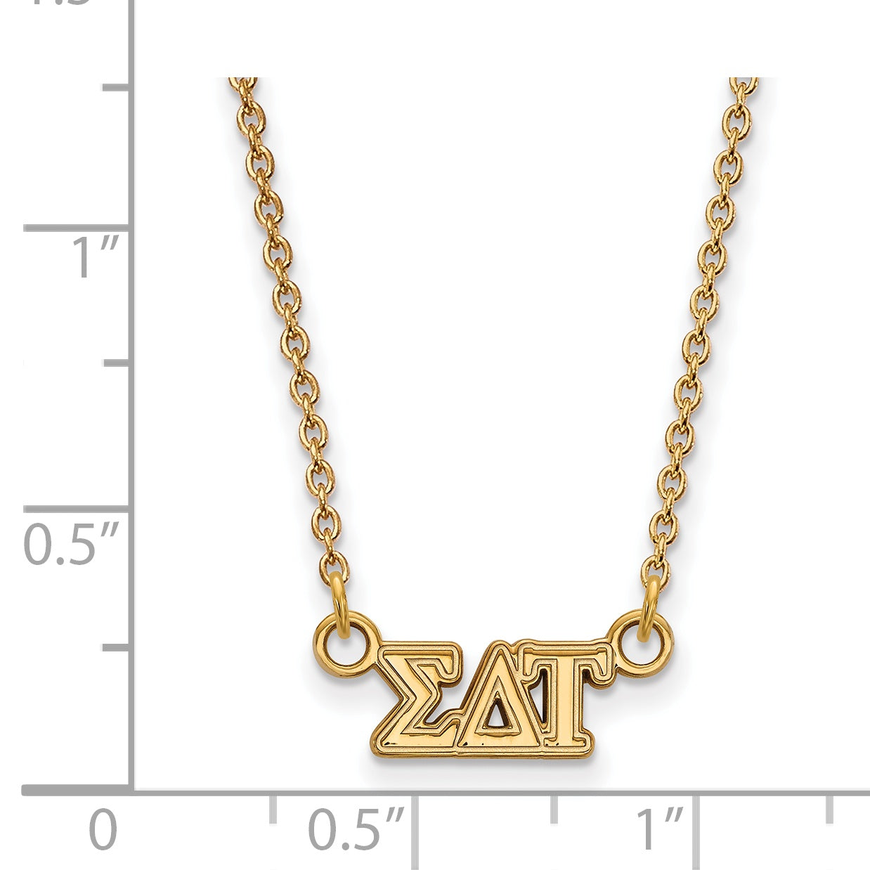 Gold Plated Sterling Silver Logoart Sigma Delta Tau Sorority Greek Letters Extra Small Pendant 18 Inch Necklace