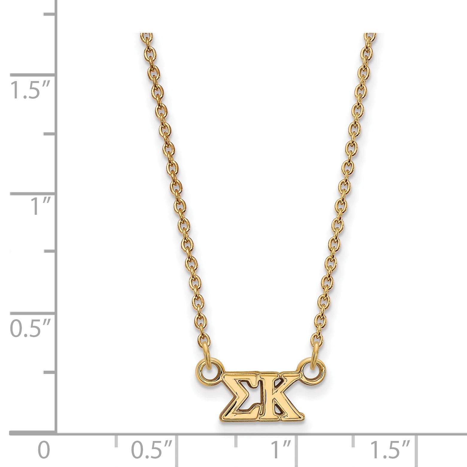 Gold Plated Sterling Silver Logoart Sigma Kappa Sorority Greek Letters Extra Small Pendant 18 Inch Necklace