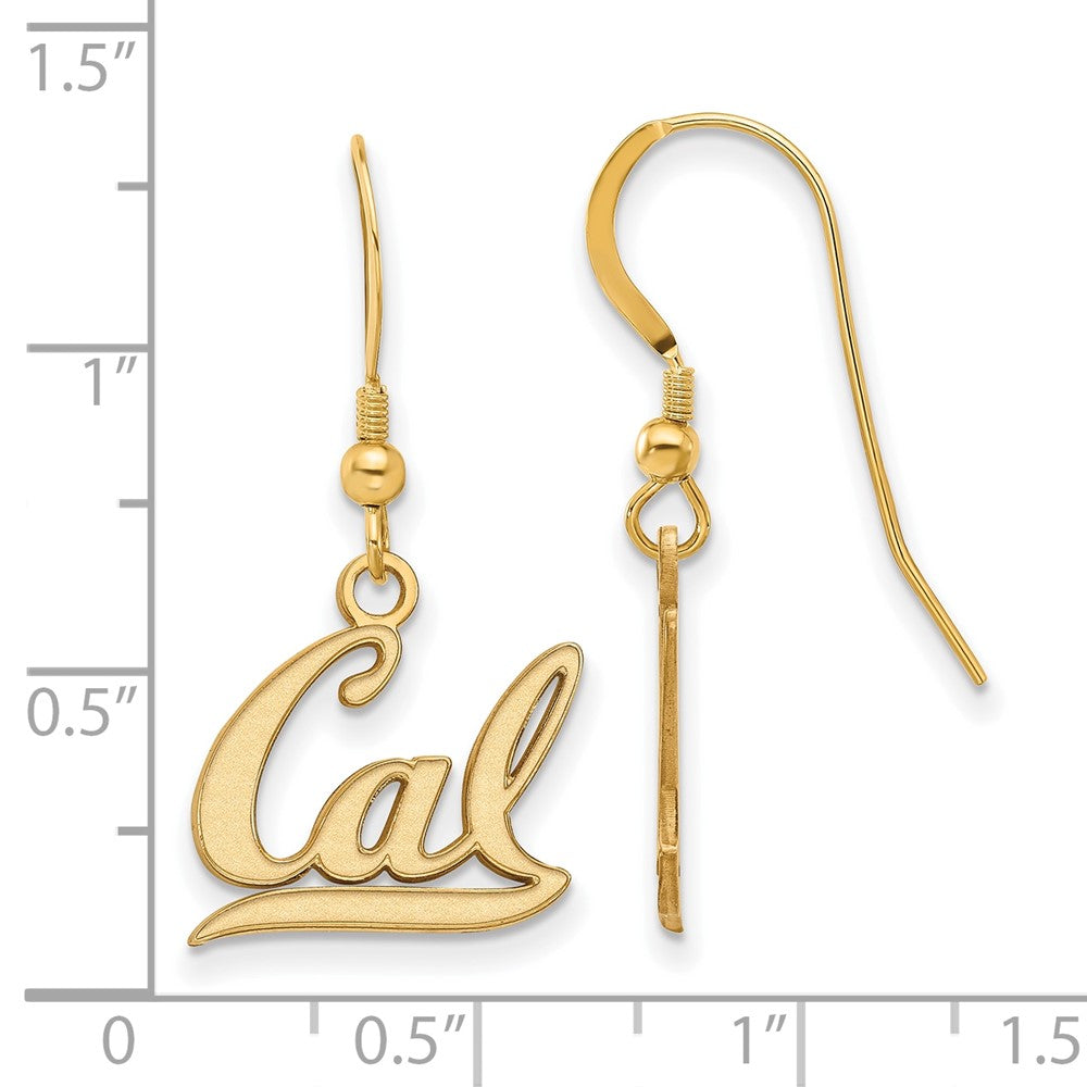 Gold Plated Sterling Silver Logoart University Of California Berkeley Small Dangle Wire Earrings