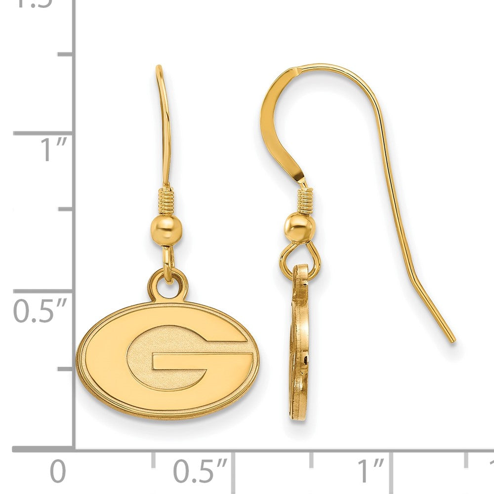 Gold Plated Sterling Silver Logoart University Of Georgia Letter G Extra Small Dangle Wire Earrings