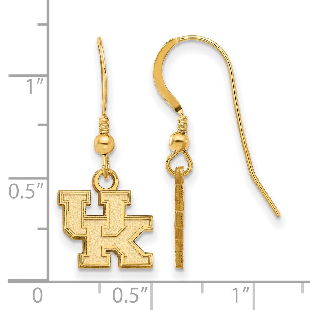 Gold Plated Sterling Silver Logoart University Of Kentucky U K Extra Small Dangle Wire Earrings