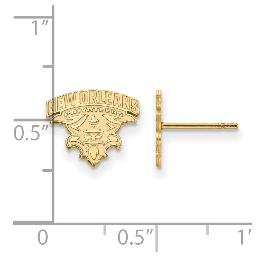 14K Yellow Gold Logoart University Of New Orleans U N O Small Post Earrings