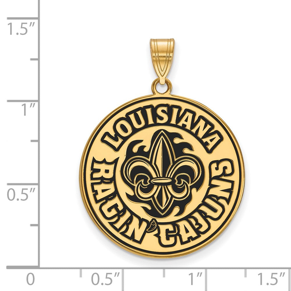 Gold Plated Sterling Silver Logoart University Of Louisiana At Lafayette Extra Large Enameled Pendant