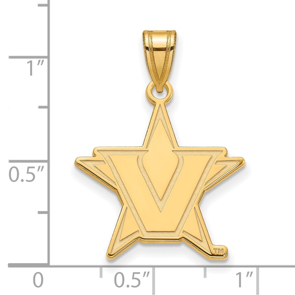 14K Yellow Gold 14Ky Logoart Vanderbilt University Large Pendant