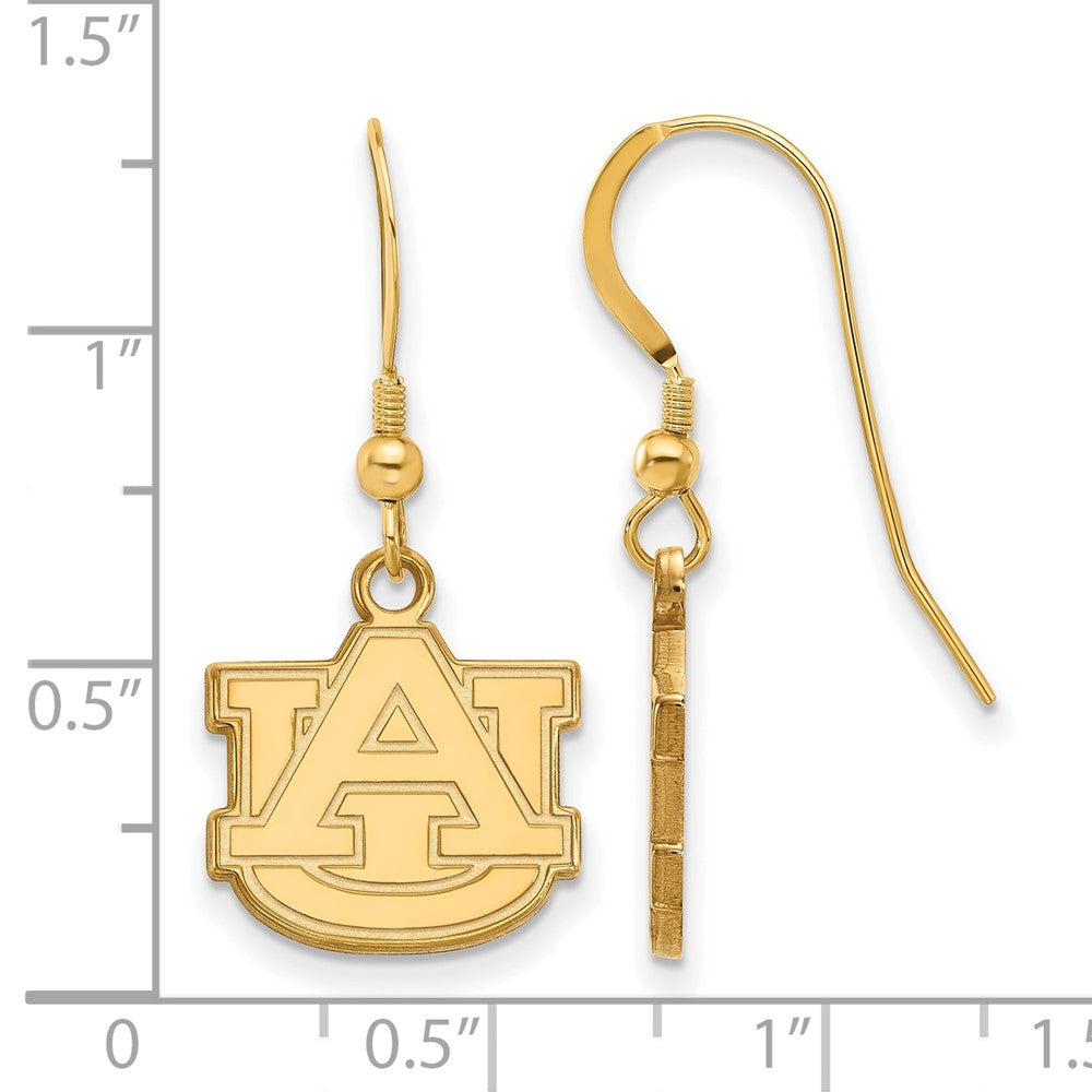 Gold Plated Sterling Silver Logoart Auburn University A U Small Dangle Wire Earrings