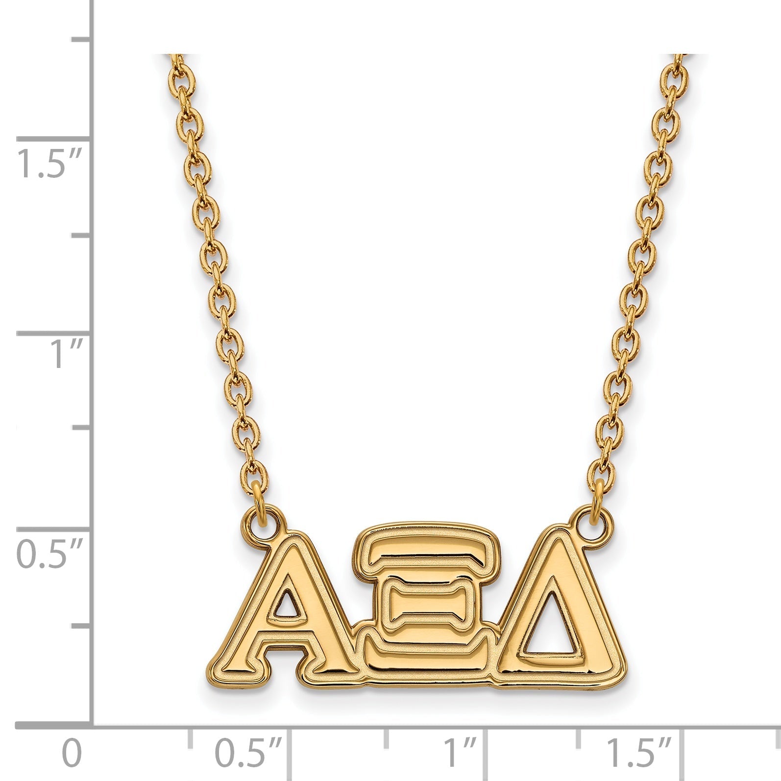 Gold Plated Sterling Silver Logoart Alpha Xi Delta Sorority Greek Letters Medium Pendant 18 Inch Necklace