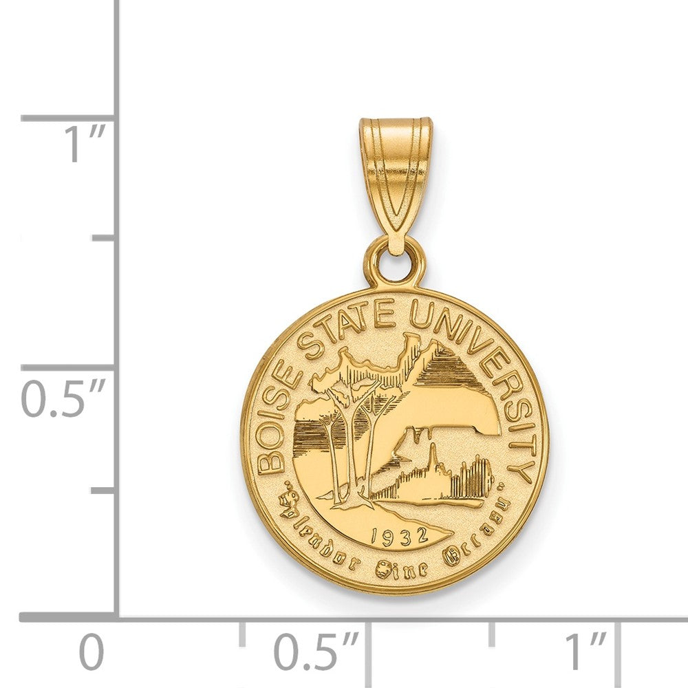 Gold Plated Sterling Silver Logoart Boise State University Medium Crest Pendant