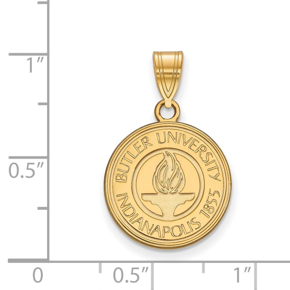 Gold Plated Sterling Silver Logoart Butler University Medium Crest Pendant
