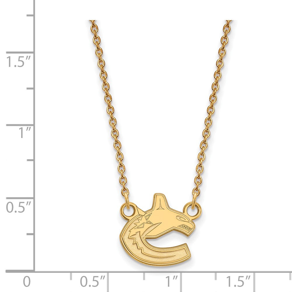 14K Yellow Gold Nhl Logoart Vancouver Canucks Small Pendant 18 Inch Necklace