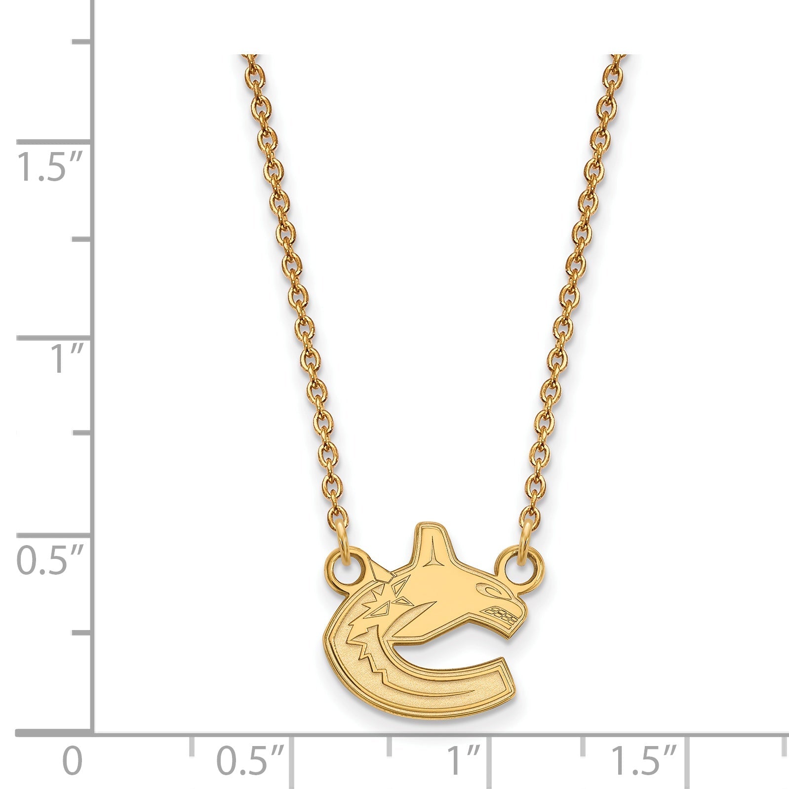 Gold Plated Sterling Silver Nhl Logoart Vancouver Canucks Small Pendant 18 Inch Necklace