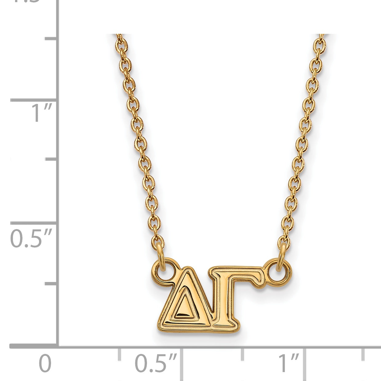 Gold Plated Sterling Silver Logoart Delta Gamma Sorority Greek Letters Medium Pendant 18 Inch Necklace