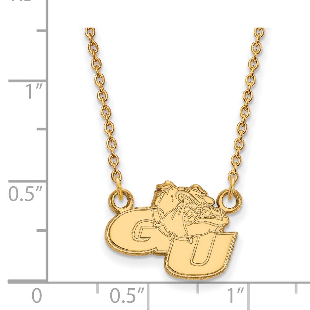 14K Yellow Gold Logoart Gonzaga University G U Bulldog Small Pendant 18 Inch Necklace