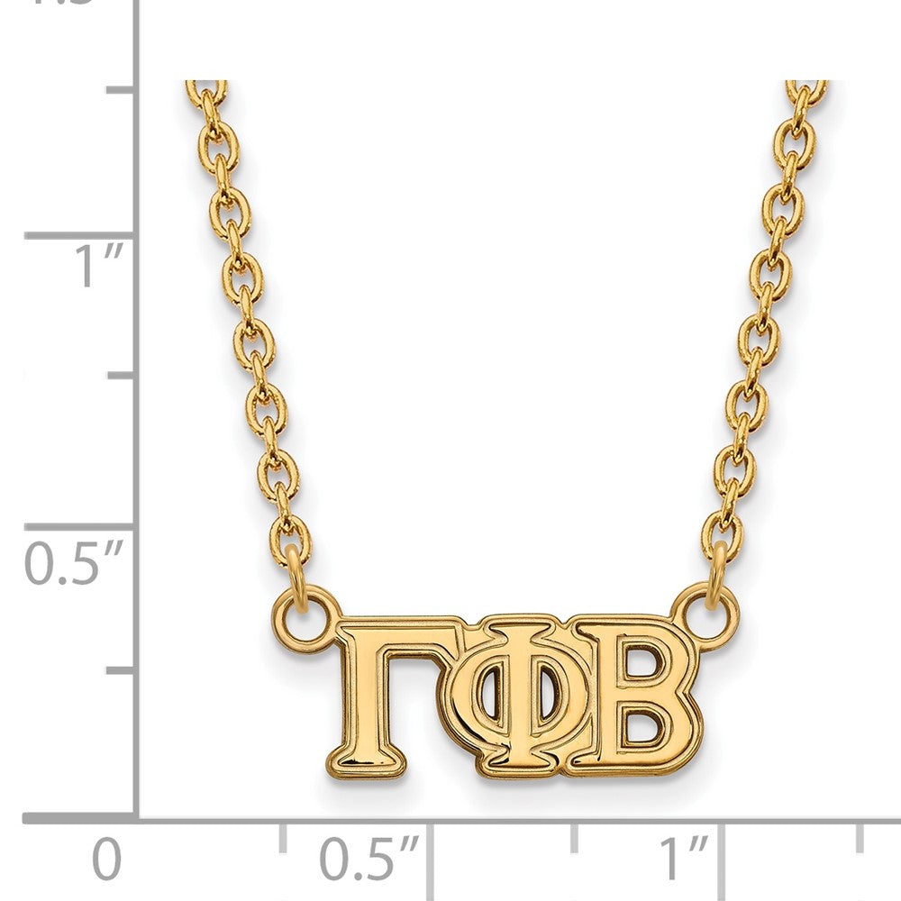 Gold Plated Sterling Silver Logoart Gamma Phi Beta Sorority Greek Letters Small Pendant 18 Inch Necklace
