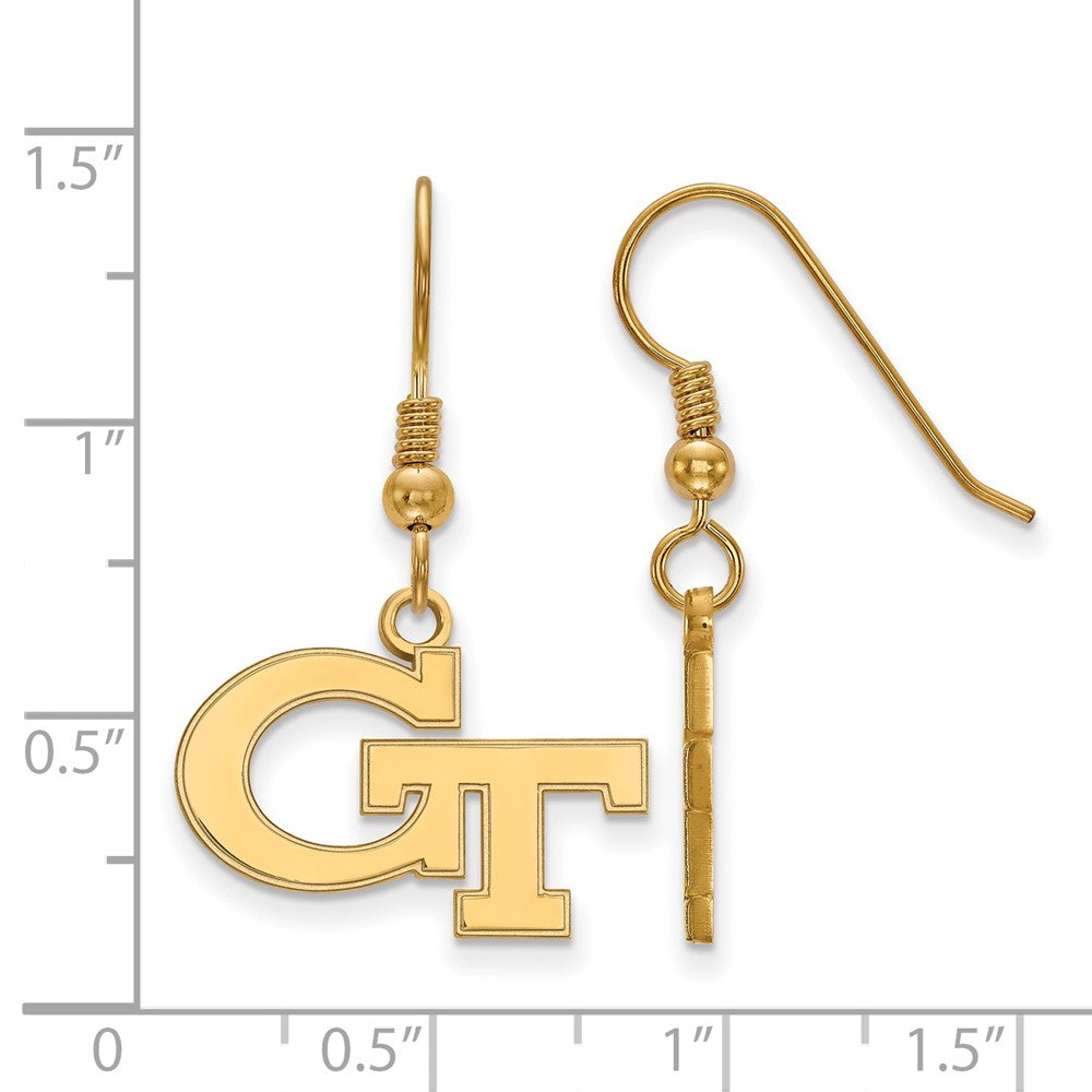Gold Plated Sterling Silver Logoart Georgia Institute Of Technology G T Sm Dangle Wire Earrings